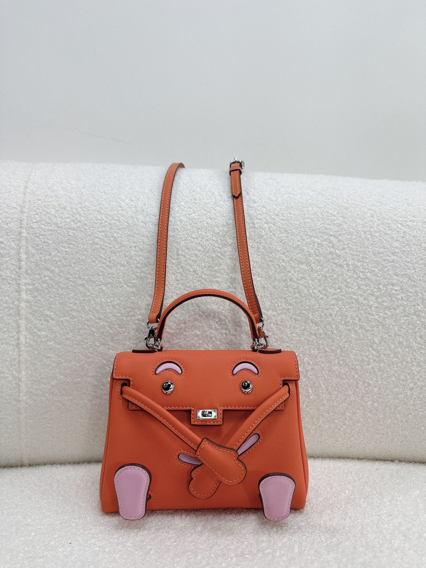 Mini Leather Bag Charm Keychain – Croc-Embossed & Smooth Calfskin, 11 Colors detail image 14