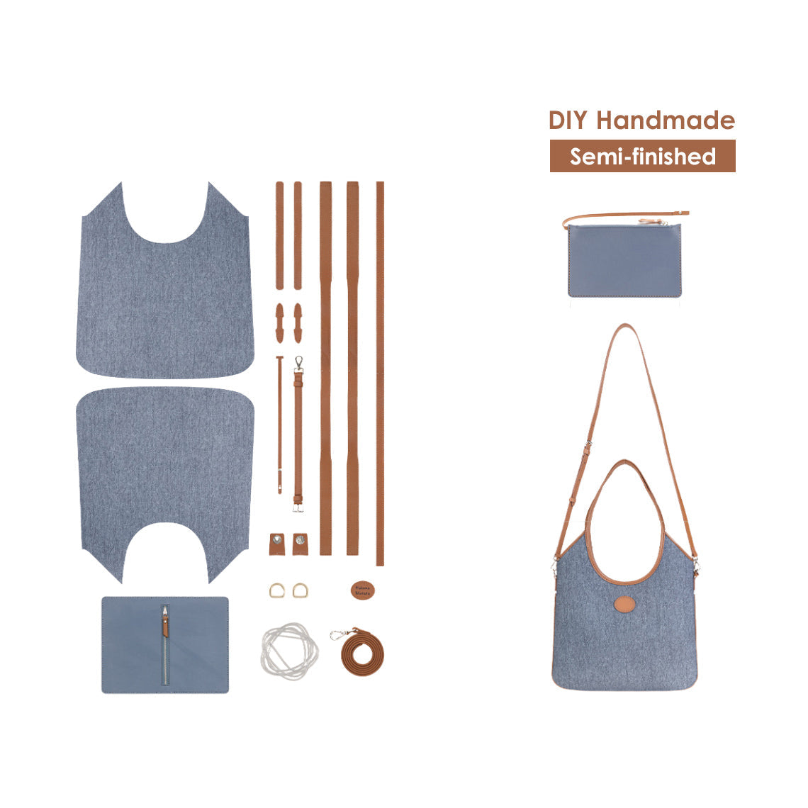Handsew Leather Shoulder Bag DIY Kit – Top Grain Leather, 3 Colors product image 1