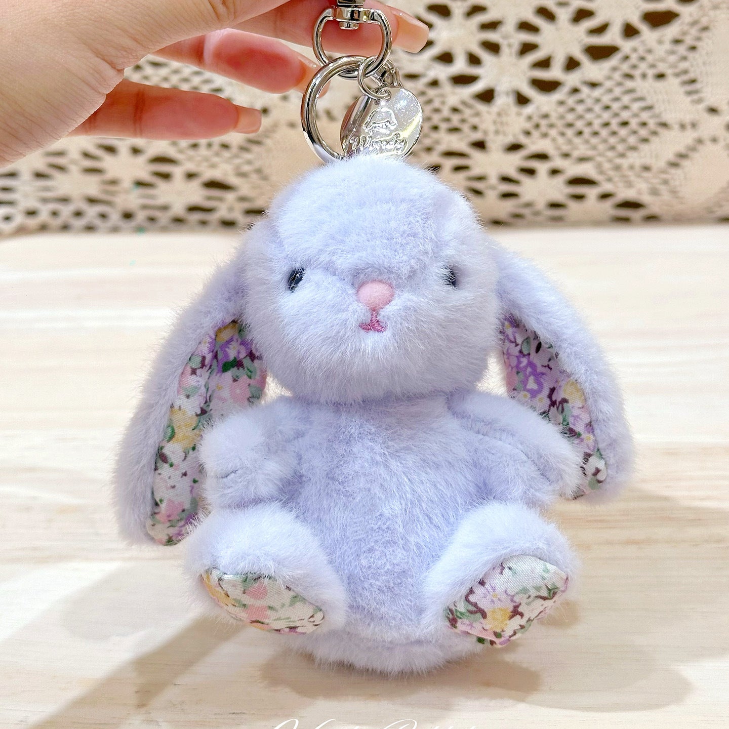 Baby Bunny Bag Charm – Soft Plush Keychain in 6 Colors detail image 2