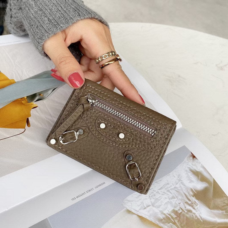 Compact Cowhide Trifold Wallet with Zipper Coin Pocket detail image 19