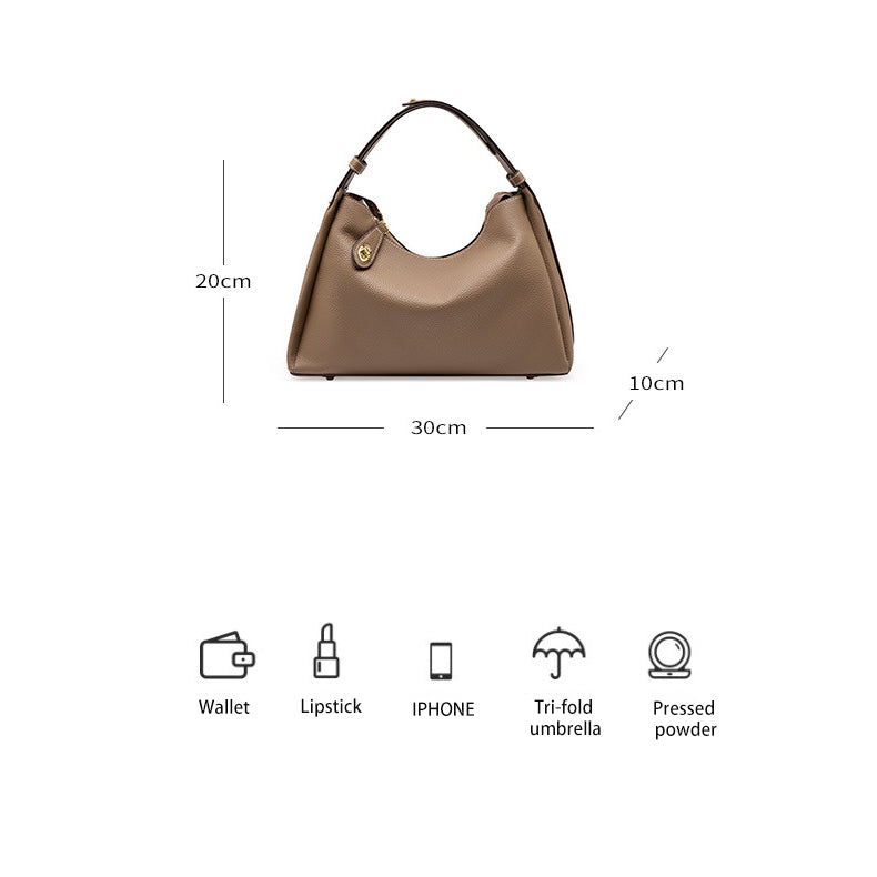 Genuine Leather Satchel Bag with Top Zipper, Adjustable Shoulder Strap, 2-Way Carry detail image 2