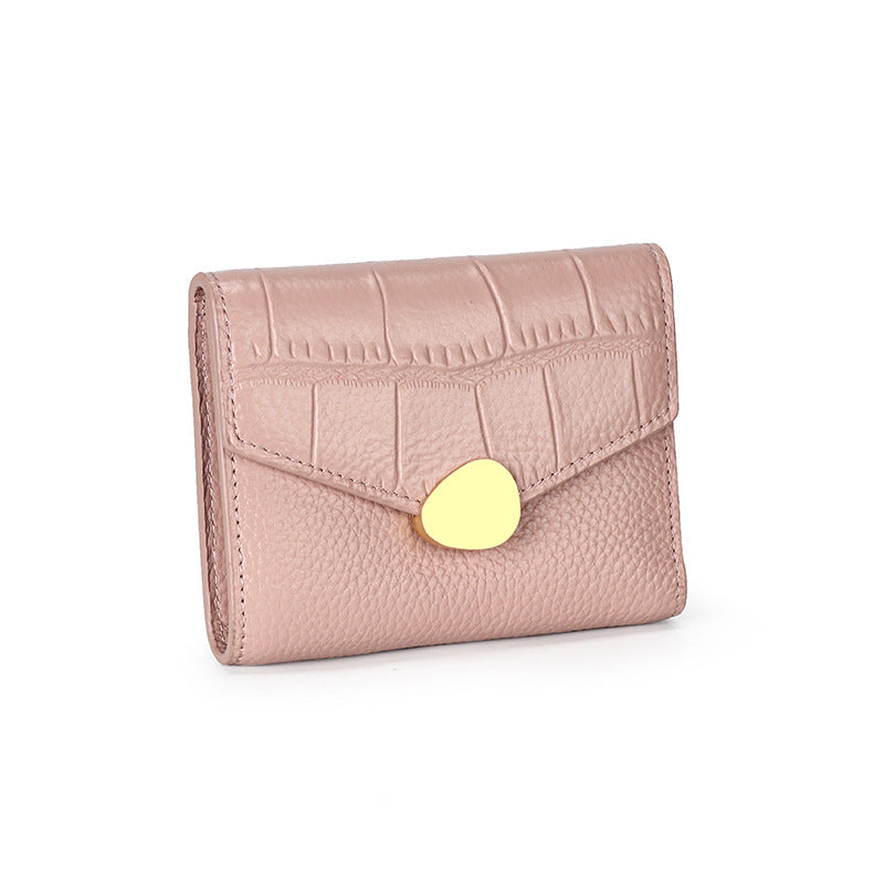 Crocodile Pattern Top Grain Leather Short Wallet Purse detail image 9