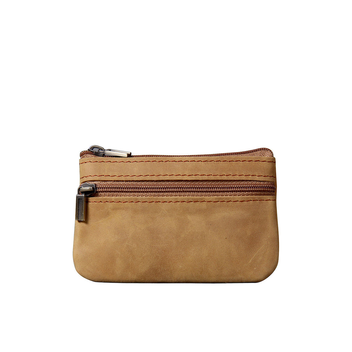 Crazy Horse Leather Small Zip Wallet with Two Zip Pockets product image 1