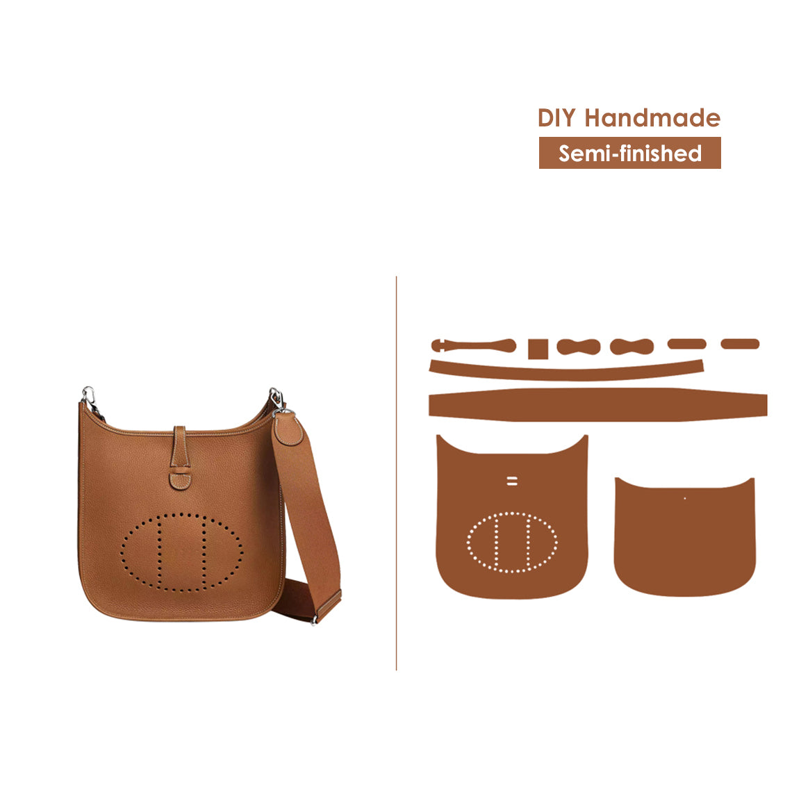 Full Grain Leather Crossbody Bag DIY Kit – Hand-Sewn, 29 cm, 16 Colors product image 1