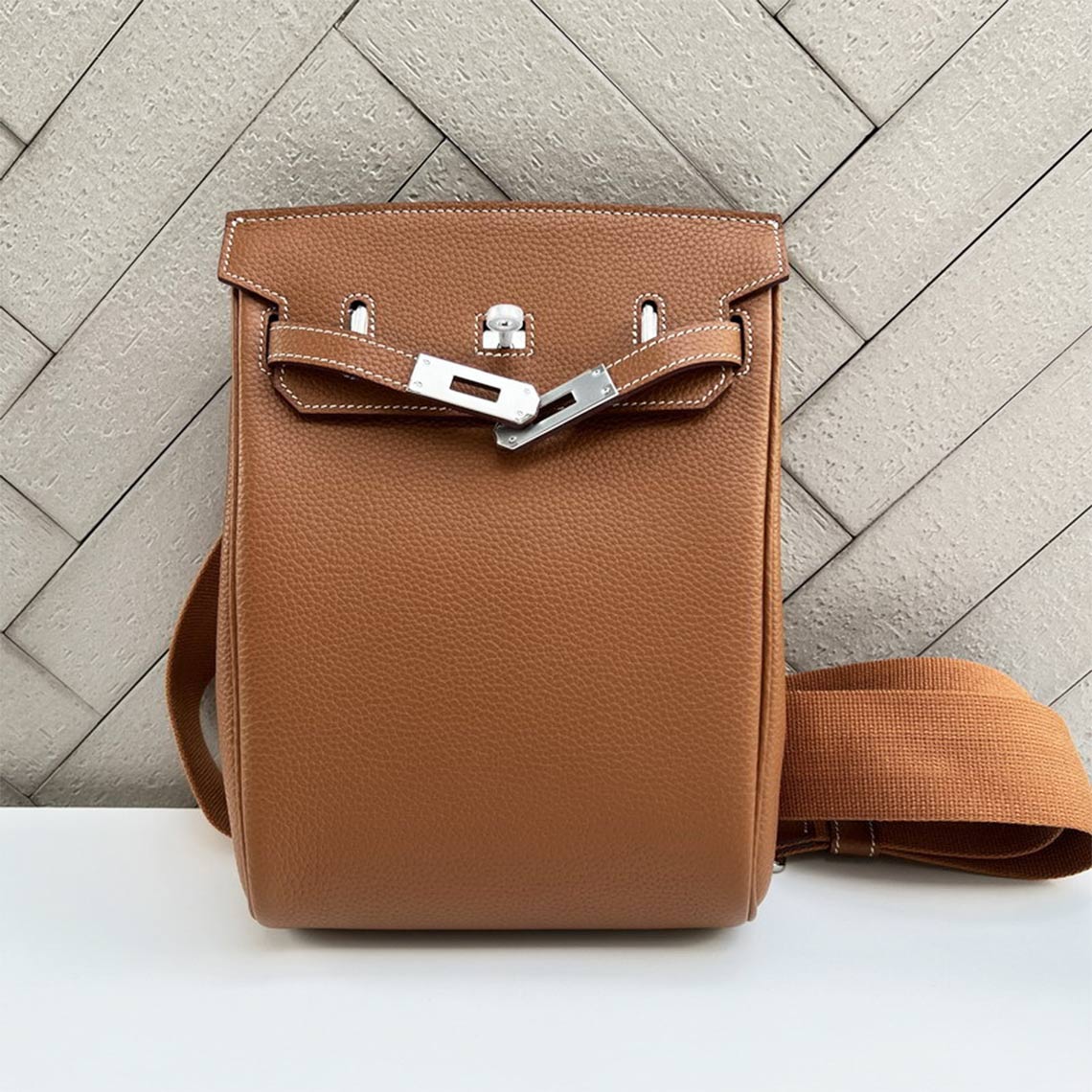 Top Grain Leather Unisex Crossbody Backpack with Turn Lock product image 1