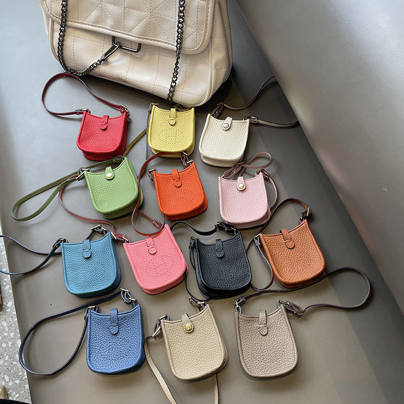 Top Grain Leather Mini Crossbody Bag Charm and AirPods Holder detail image 2
