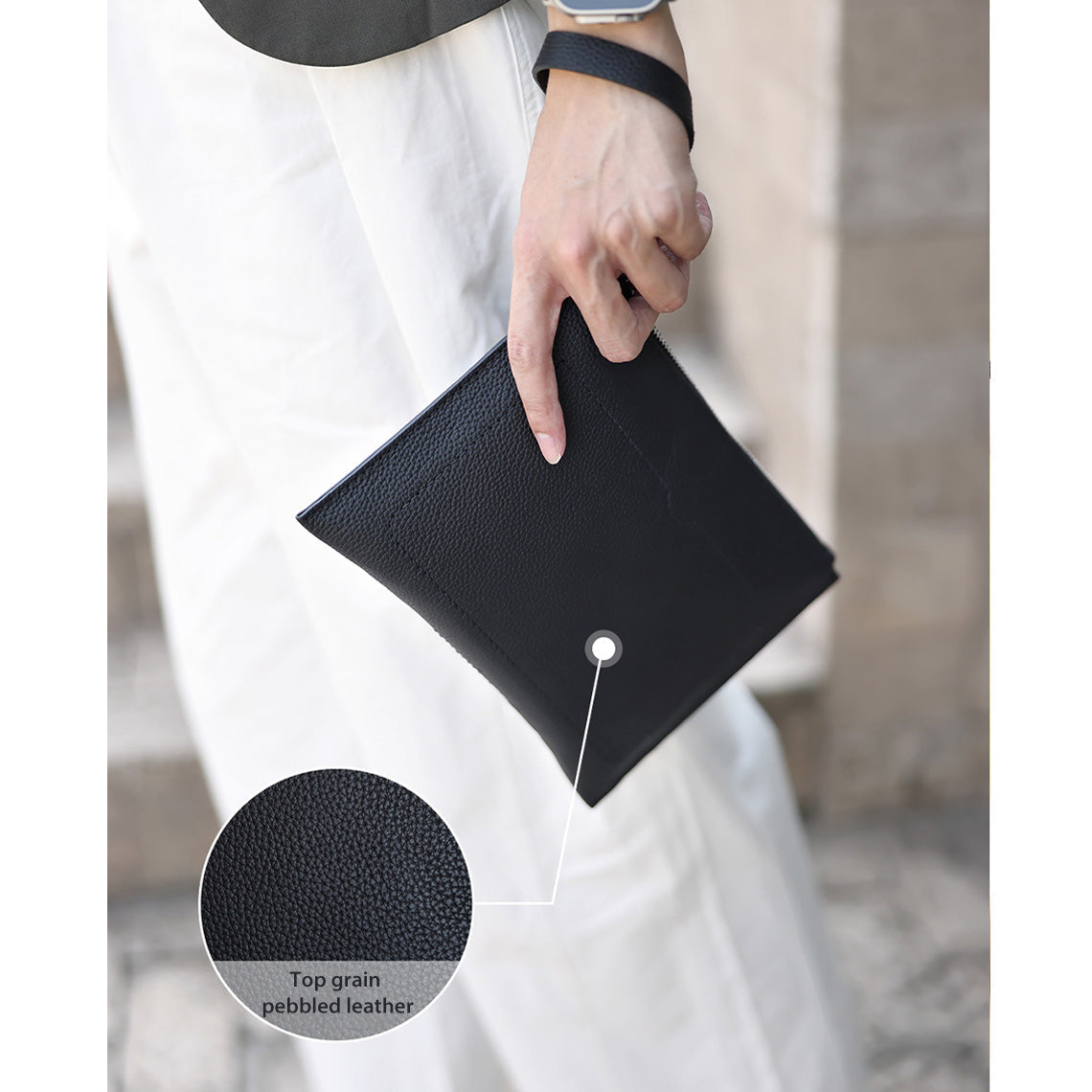 Men's Leather Clutch Bag DIY Kit – Top Grain & Full Grain Leather detail image 7