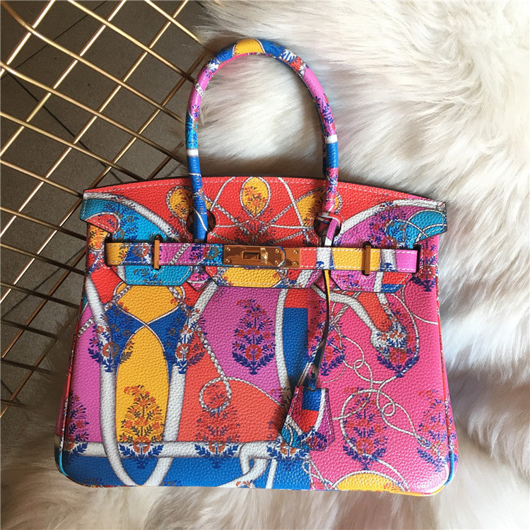 Graffiti Top Handle Bag 30cm Top Grain Leather Shoulder Bag detail image 20