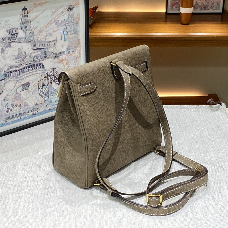 Top Grain Leather Top Handle Backpack with Adjustable Straps detail image 11