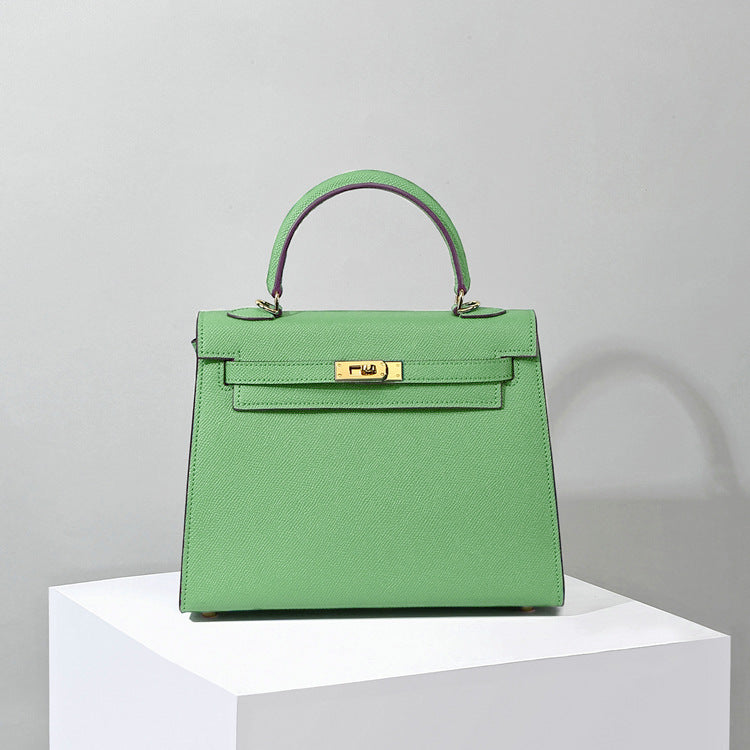 Top Handle Leather Handbag with Detachable Strap – 4 Sizes, 29 Colors detail image 14