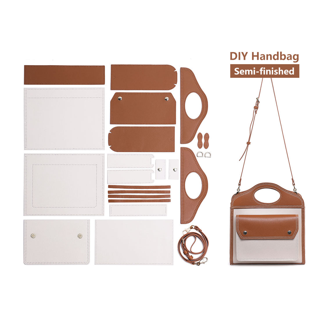 Handsew Leather Lady Pocket Crossbody Bag DIY Kit – Genuine Leather Sewing Kit product image 1