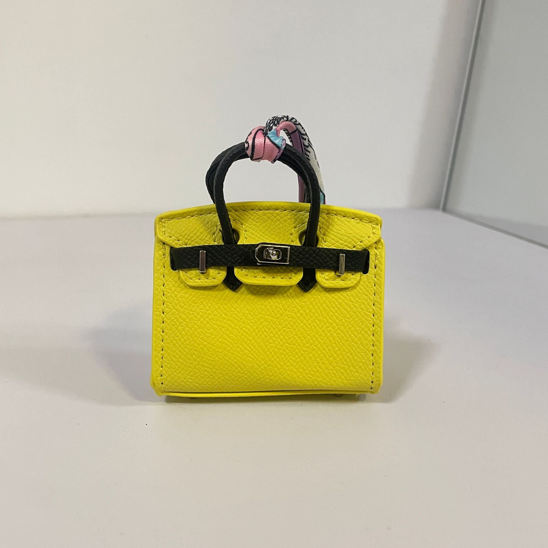 Mini Top Handle Bag Charm Keychain with AirPods Holder in PU Leather, 8cm Wide, Multi-Color Options detail image 10