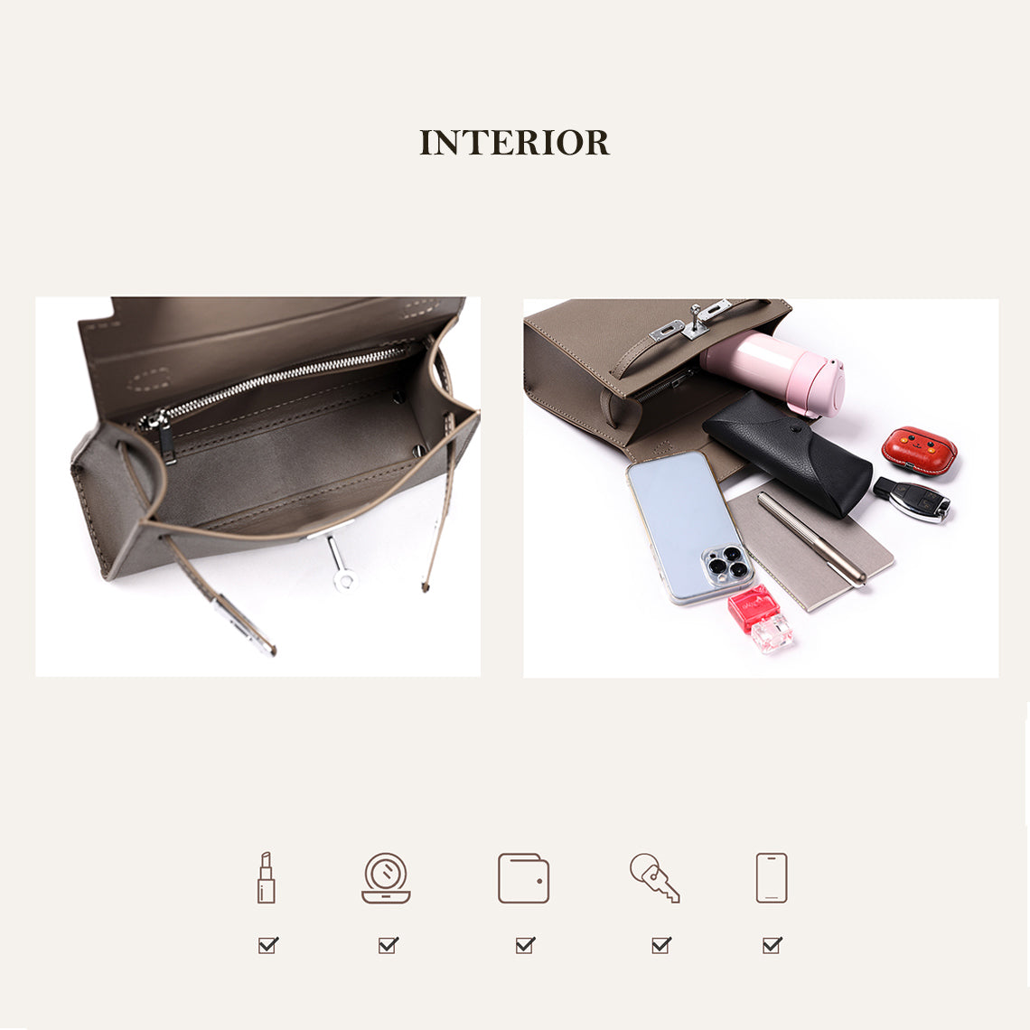 HandsewGift Top Grain Leather Sellier Bag DIY Kit — Normal & Mini Sizes detail image 4