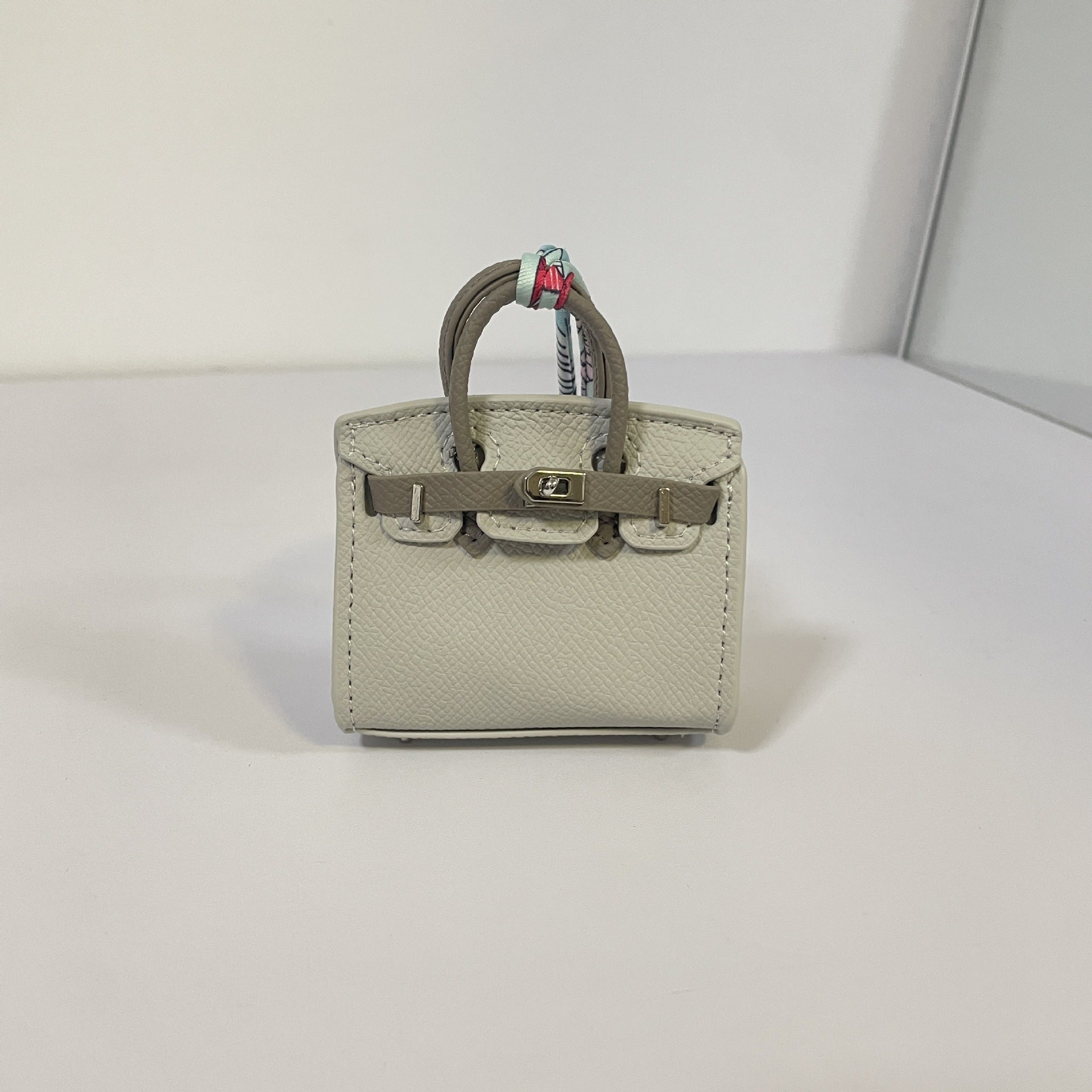 Mini Top Handle Bag Charm Keychain with AirPods Holder in PU Leather, 8cm Wide, Multi-Color Options detail image 14