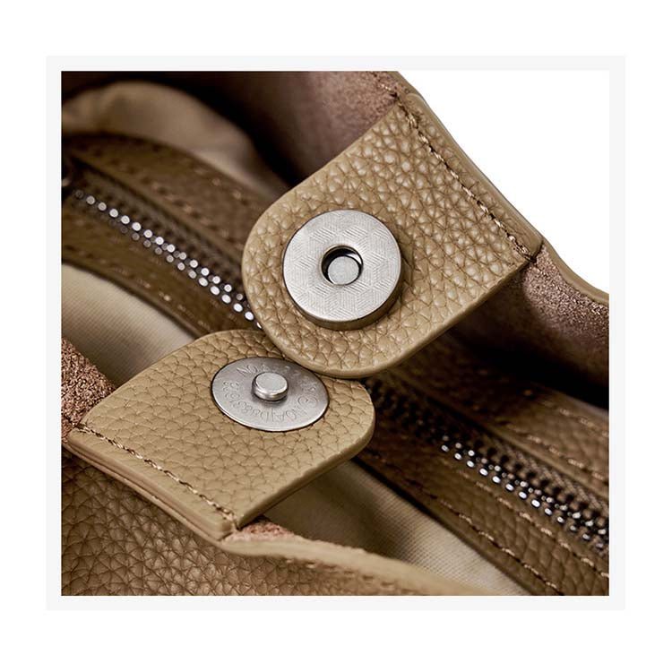 Premium Soft Top Grain Leather Bucket Bag - Minimalist Hobo Tote with Inner Pouch detail image 11