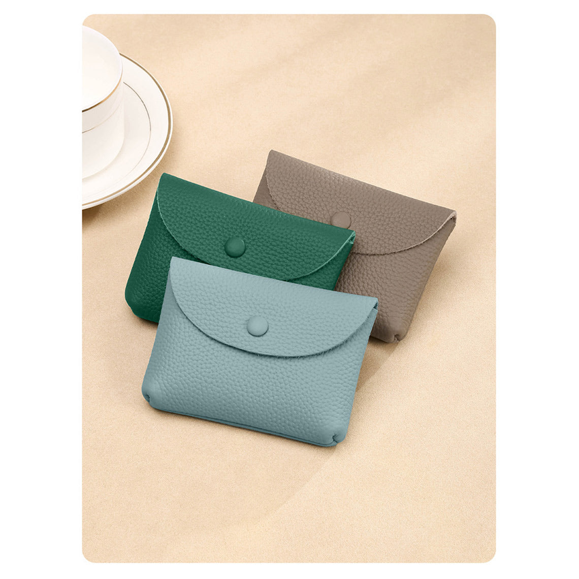 Top Grain Leather Simple Coin Wallet with Card Slots detail image 8