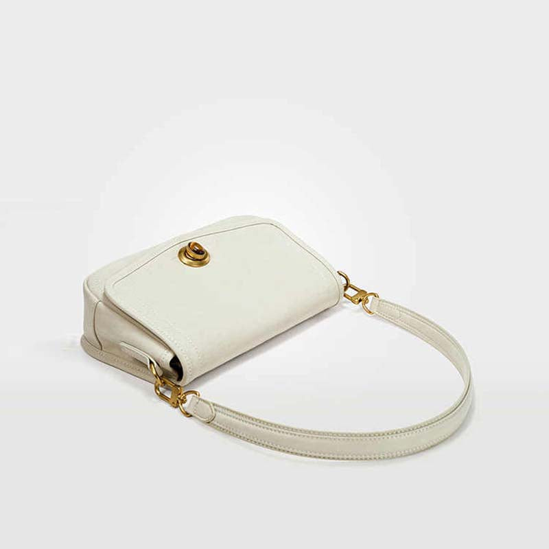 French Underarm Leather Bag Premium Square Handbag – Off-White, Dark Brown, Deep Black detail image 11