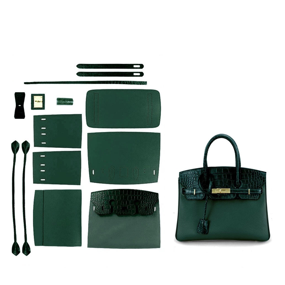 Top Grain Leather Bi-Color Bag DIY Kit with Pre-Punched Panels detail image 11