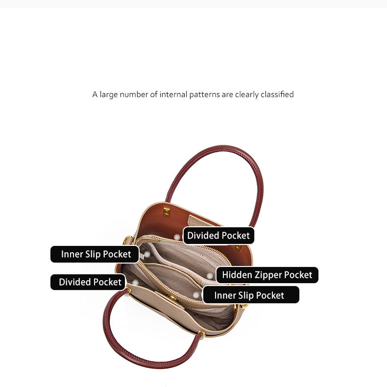 Pebbled Top Grain Leather Bucket Bag with Crossbody Strap detail image 3