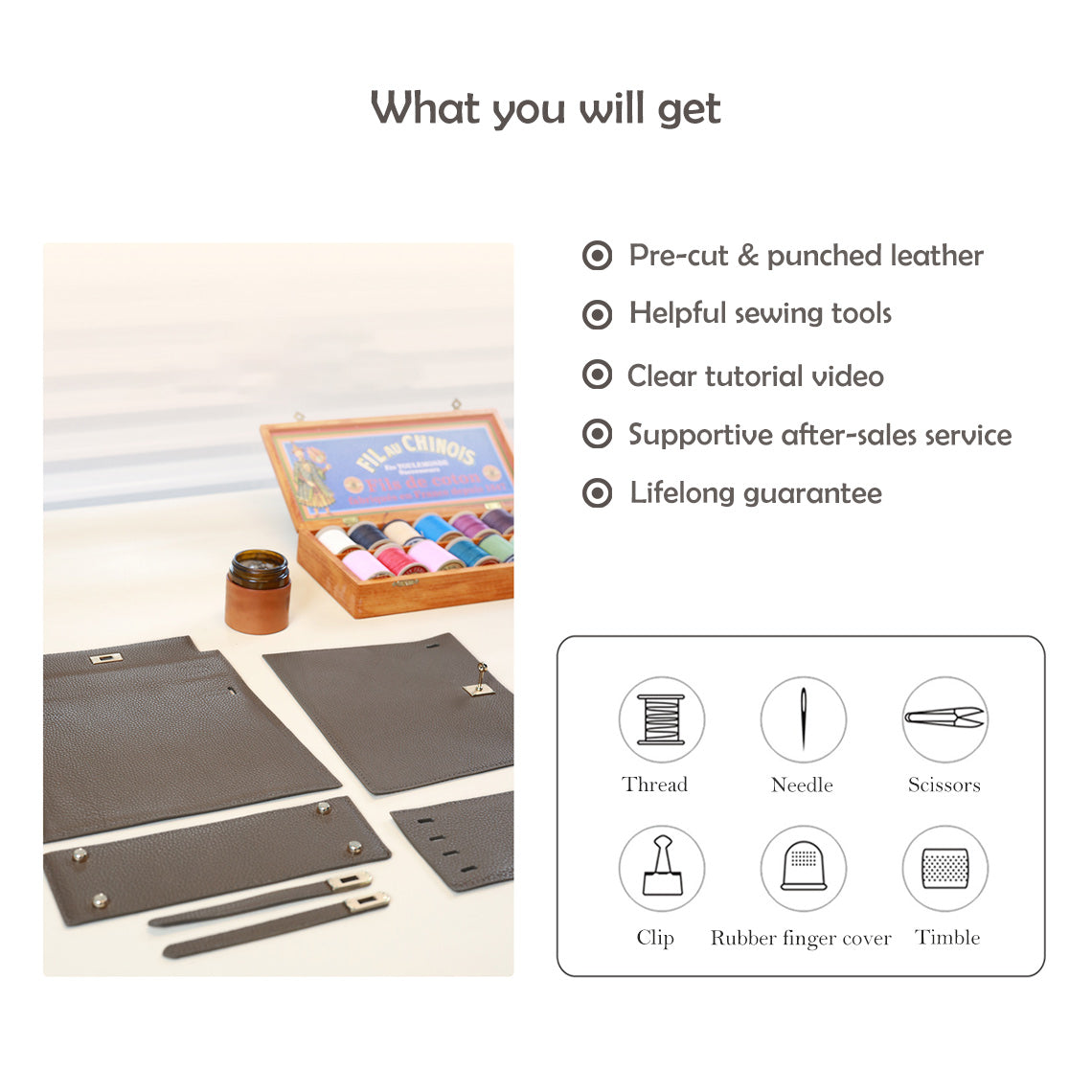 Top Handle Leather Bag DIY Kit – Hand-Stitch Your Own Bag detail image 5