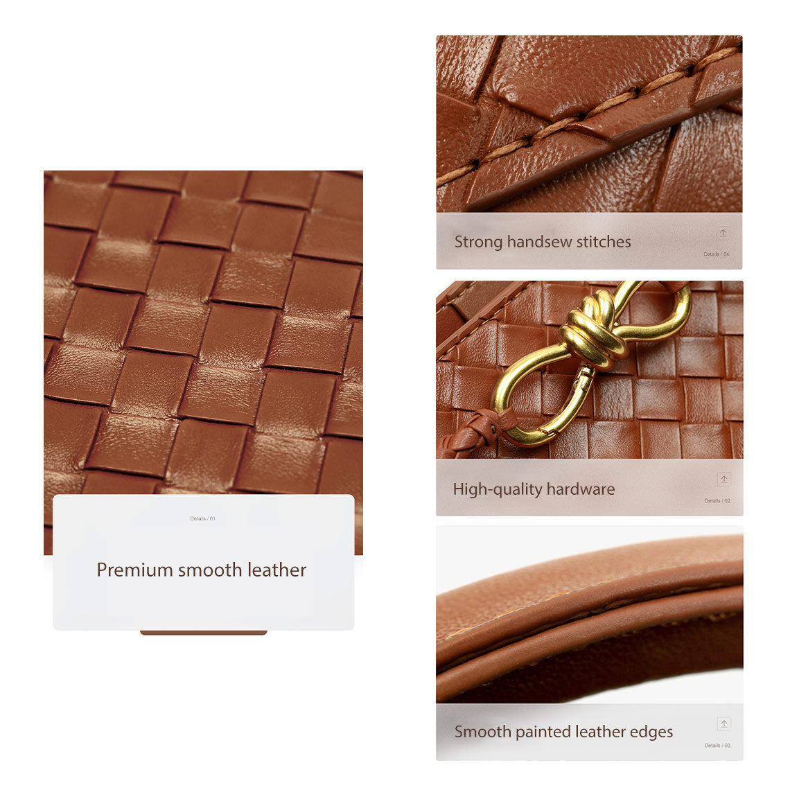 HandsewGift DIY Woven Leather Small Tote Kit – Black or Brown detail image 6