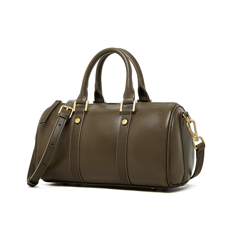 Top Grain Leather Boston Bag | Retro Handbag for Women detail image 5