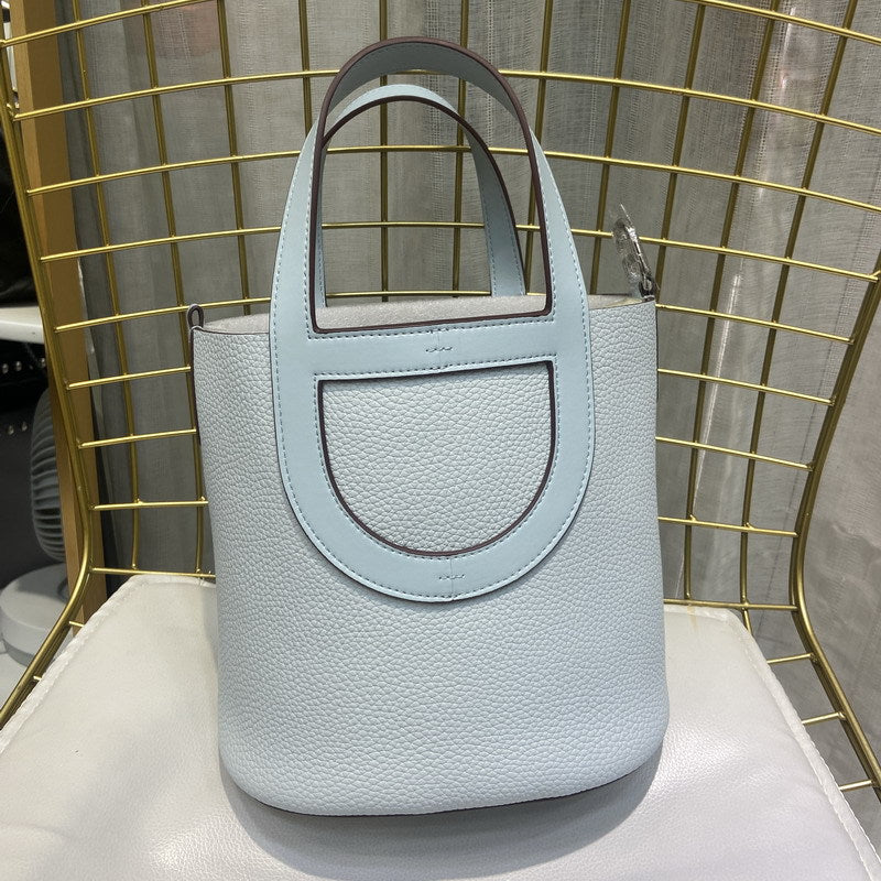 Soft Top Grain Leather Bucket Bag with Adjustable Strap detail image 11