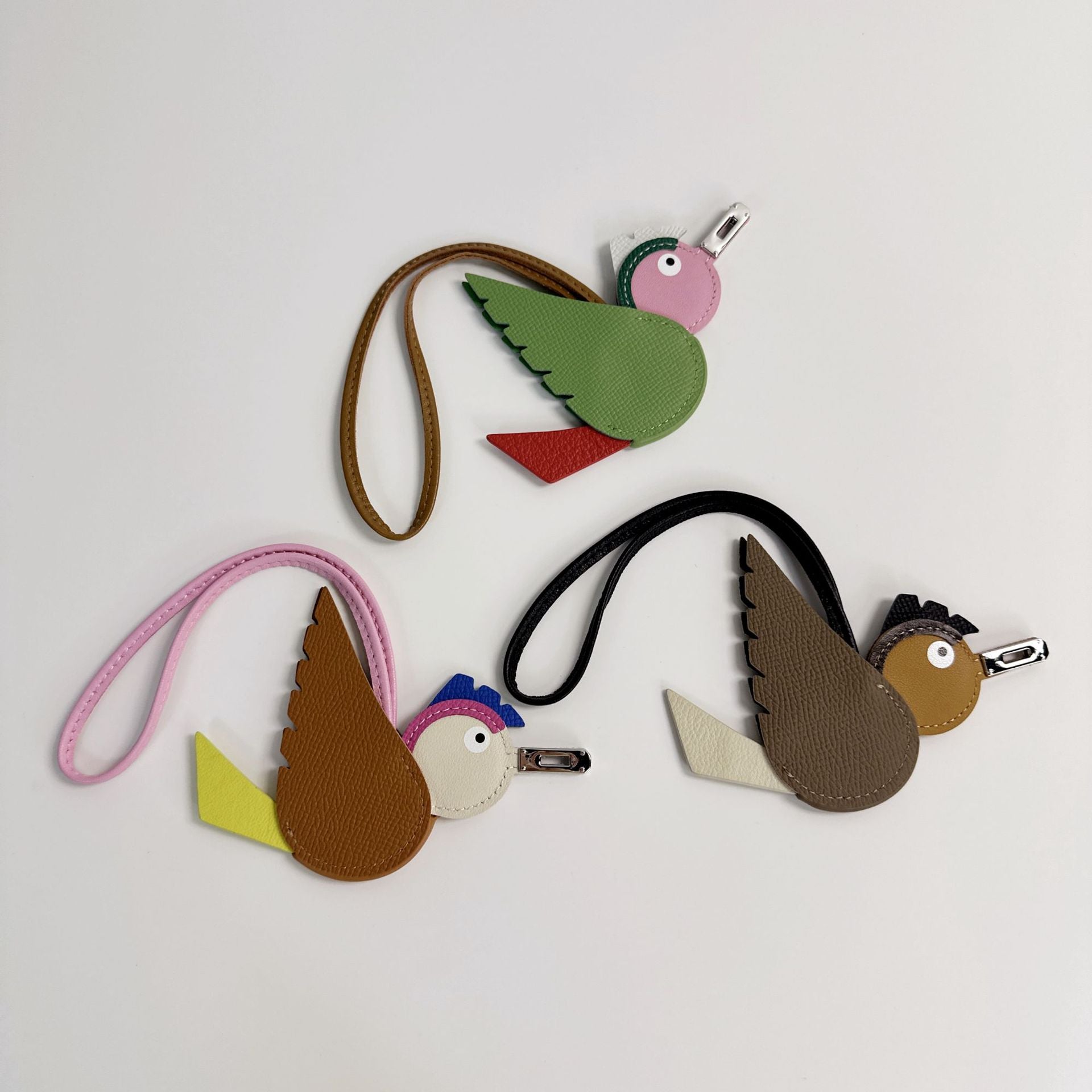 Top Grain Leather Birdy Bag Charm and Keychain detail image 6