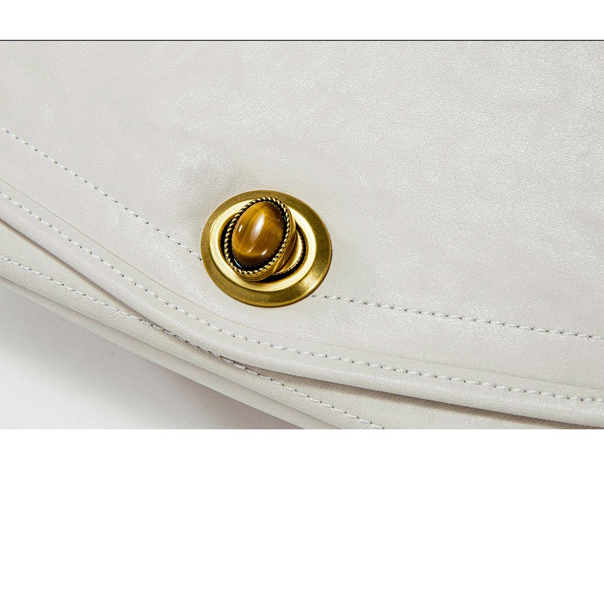 French Underarm Leather Bag Premium Square Handbag – Off-White, Dark Brown, Deep Black detail image 13