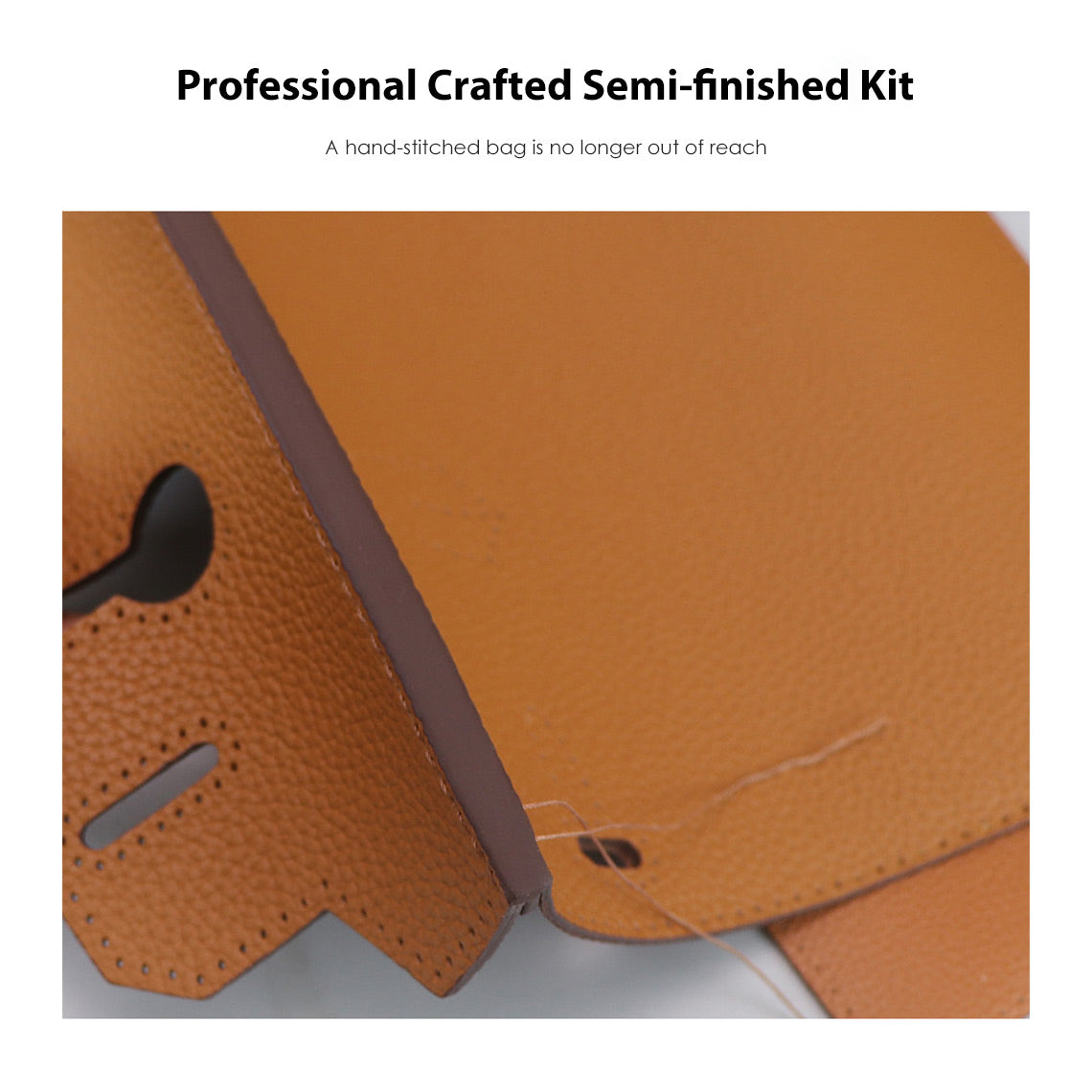DIY Top Grain Leather Bag Kit with Reusable Fabric Lining – Gold Brown or Black detail image 7