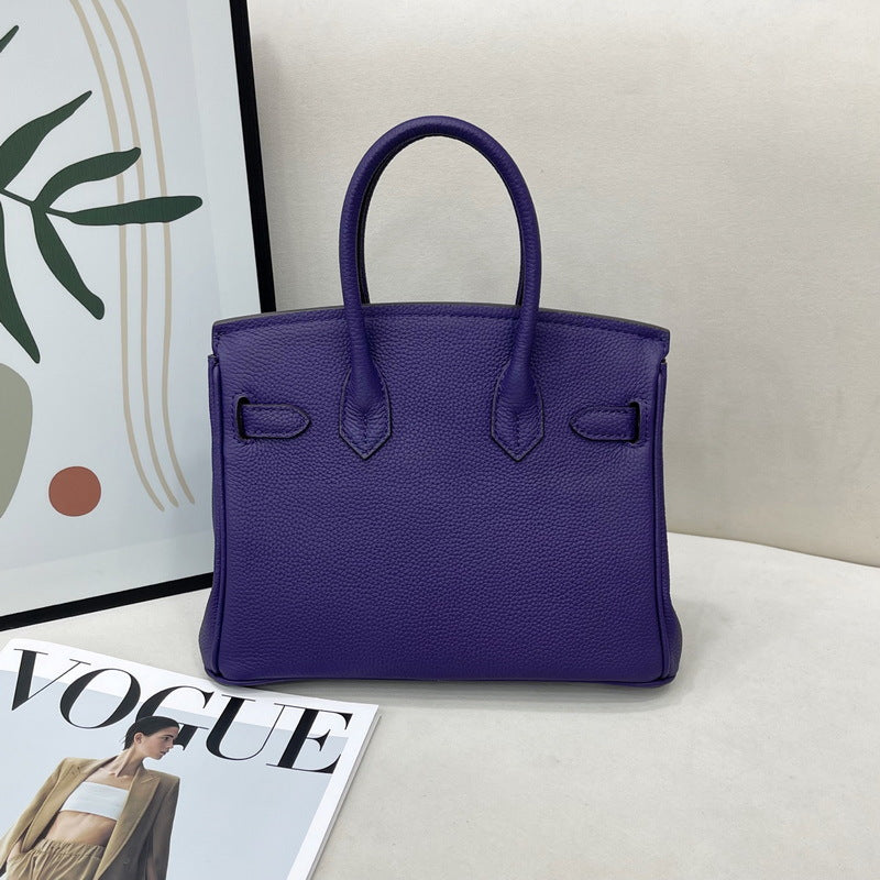 Genuine Leather Top Handle Bag with Silver Hardware – Mini, Small, Medium detail image 15