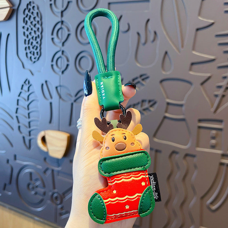 Christmas Santa & Reindeer Vegan Leather Bag Charms with Gift Box (Set of 2) detail image 8