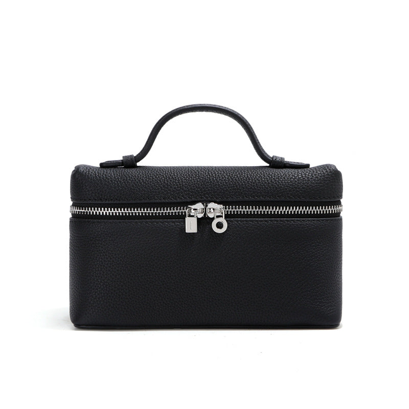 Top Grain Leather Extra Pocket Pouch Handbag – 19cm, Adjustable Strap detail image 7