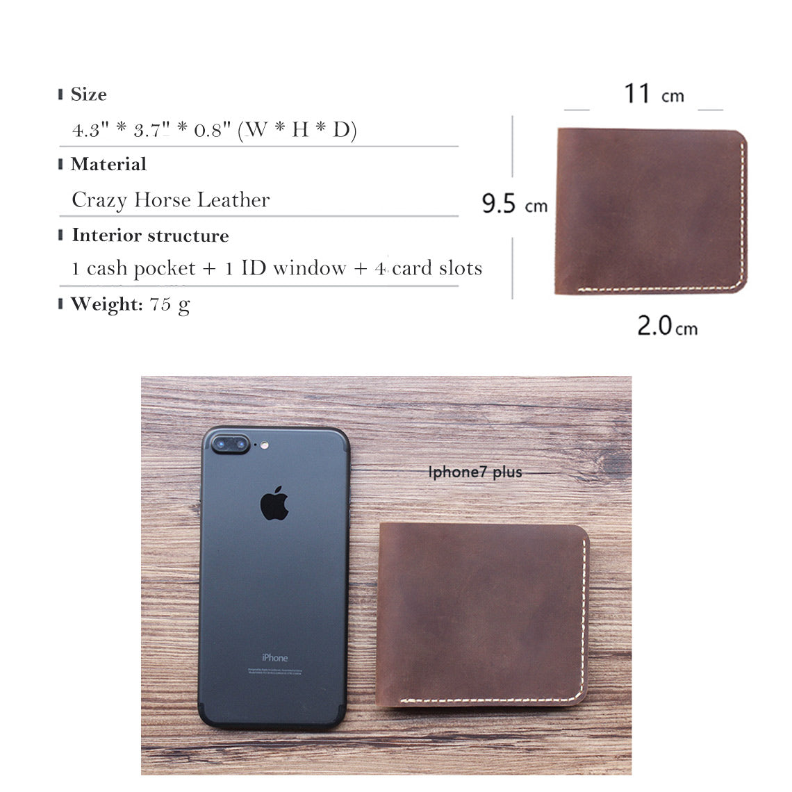 Crazy Horse Leather Vintage Slim Wallet DIY Kit – Heritage Brown, Green, Black detail image 4