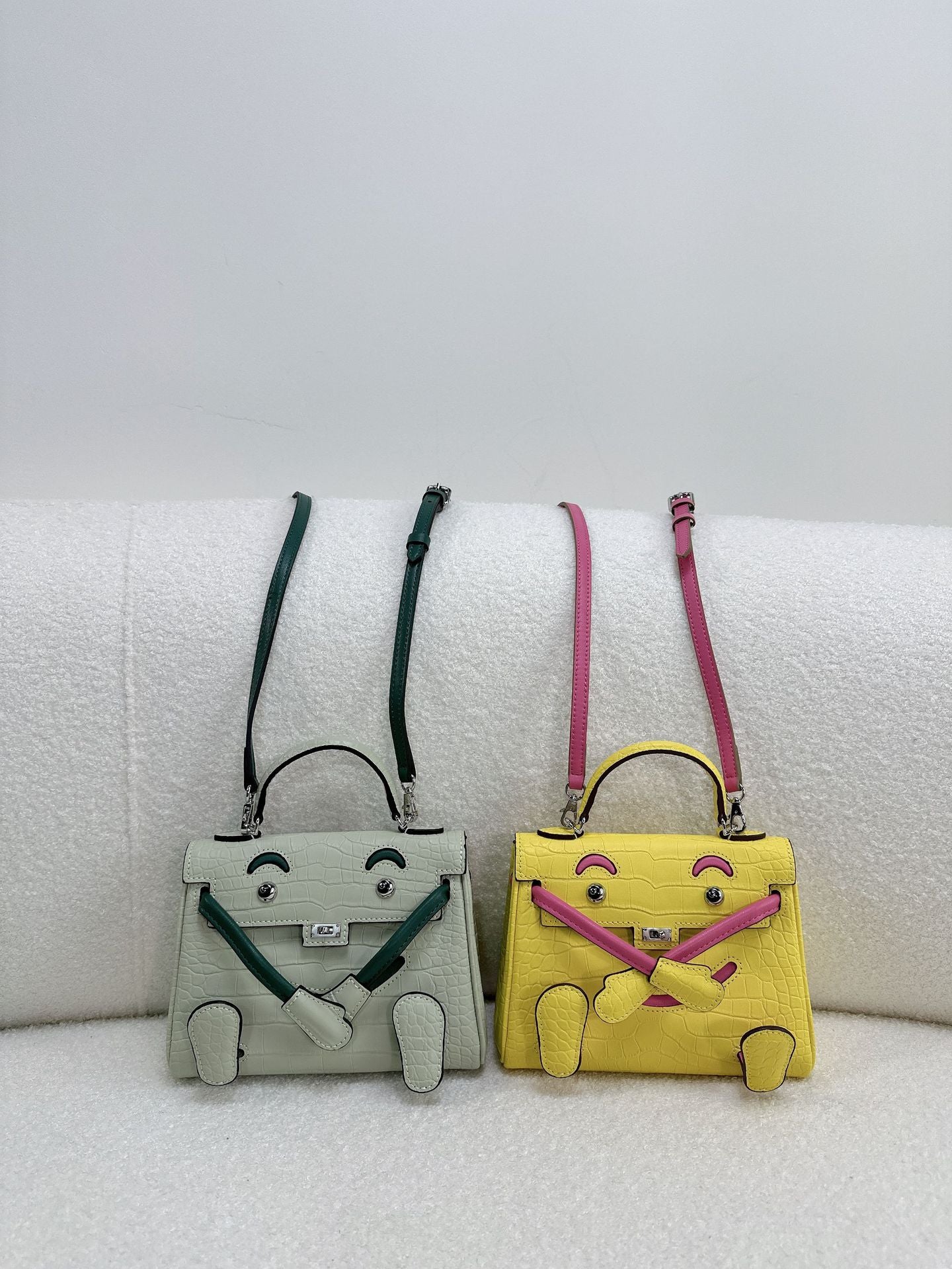 Mini Leather Bag Charm Keychain – Croc-Embossed & Smooth Calfskin, 11 Colors detail image 18