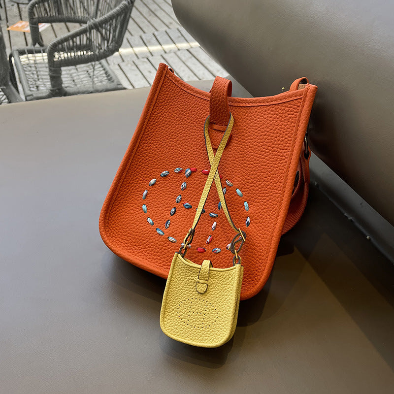 Top Grain Leather Mini Crossbody Bag Charm and AirPods Holder detail image 5