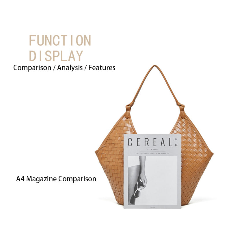 Large Capacity Woven Leather Underarm Bag for Daily Commute detail image 4