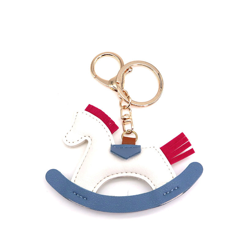 Cartoon Rocking Horse Bag Charm Keychain in PU Leather – 6 Colors detail image 7
