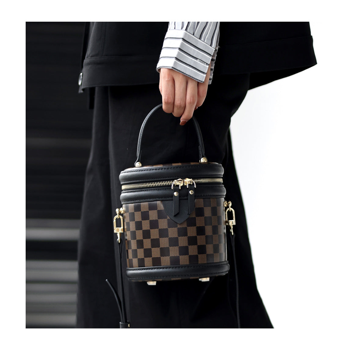 Handsewn Top Grain Leather Checker Bucket Bag DIY Kit detail image 6