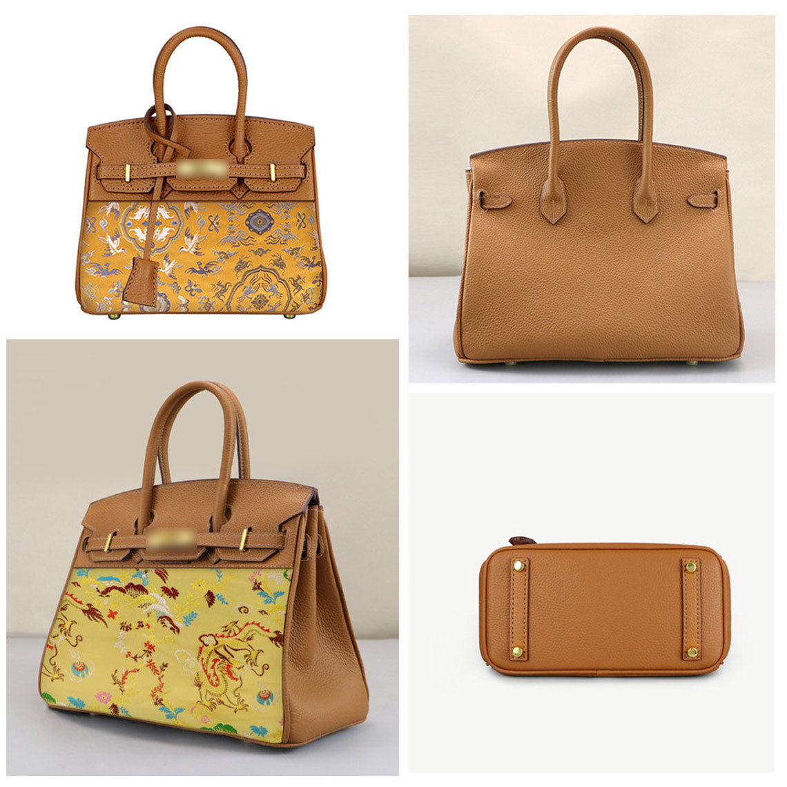 DIY Top Grain Leather Bag Kit with Reusable Fabric Lining – Gold Brown or Black detail image 3
