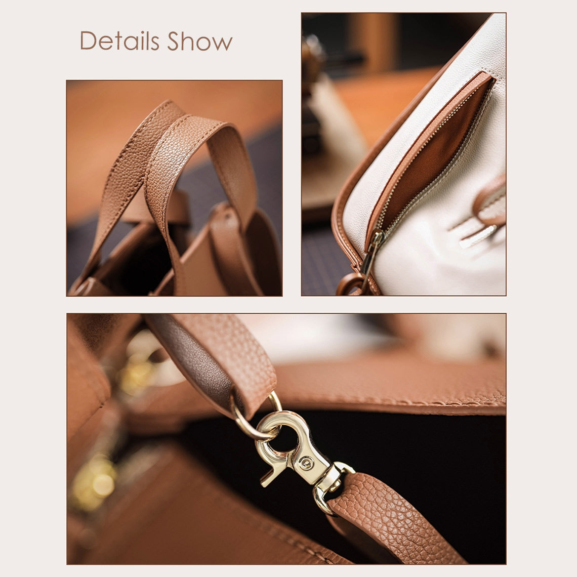 Handsew Your Own Leather Fold Bag DIY Kit – Genuine Cow Split Leather detail image 4